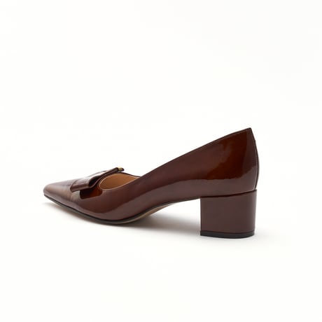 ポインテッドデザインチャンキーパンプス/ Pointed design chunky heel pumps L0280 (DARK BRWON)