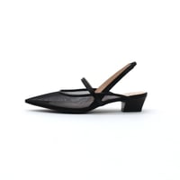 チュールスリングバッグパンプス / tulle slingback pumps L0296 BLACK/C