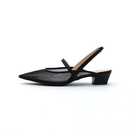 チュールスリングバッグパンプス / tulle slingback pumps L0296 BLACK/C