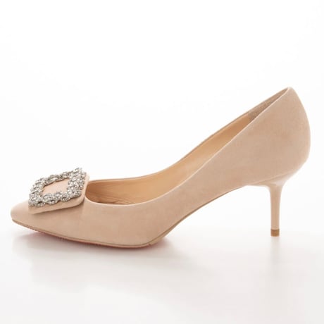 ビジューバックルヒールパンプス / Bijou buckle heel pumps L0221（P.BEIGE/S）