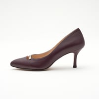 メタルプレート付ポインテッドパンプス/Metal plate pointed pumps L0282 (BORDEAUX)