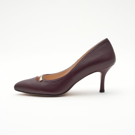 メタルプレート付ポインテッドパンプス/Metal plate pointed pumps L0282 (BORDEAUX)