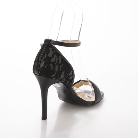 レースコンビネーションネックストラップサンダル/Lace combination neck strap sandals L0160 (BLACK）