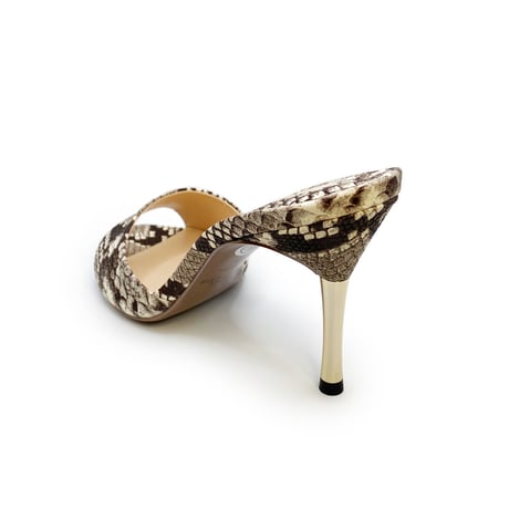 スパイクヒールミュールサンダル/Spike heel mule sandals L0217 (PYTHON）