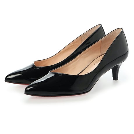 バイアスカットヒールパンプス / Bias cut heel pumps L0203 (BLACK/E）
