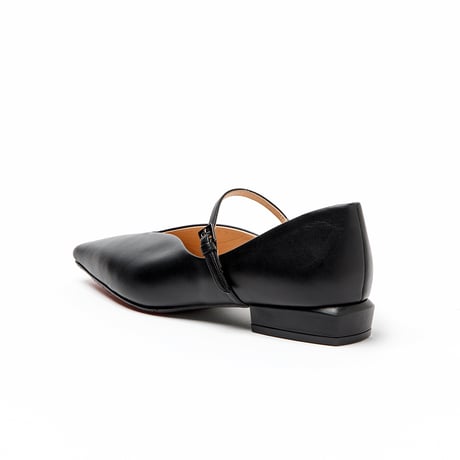Vカットメリージェーンフラットパンプス/ V-cut Mary Jane Flat Pumps L0294 (BLACK)