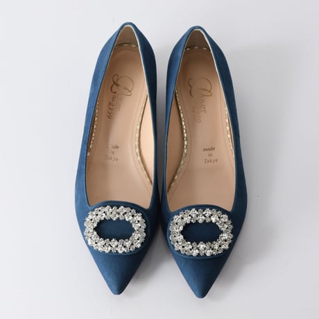 ビジューバックルフラットシューズ / Bijou buckle flat shoes L0223（BLUE/S）