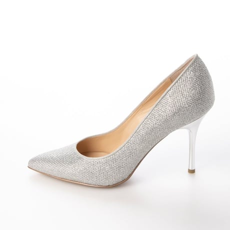 グリッターメッシュメタルヒールパンプス 9cm/Glitter mesh metal heel pumps L0235 (SILVER）