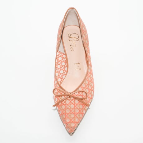 ポインテッドリボンチュールパンプス/ Pointed ribbon tulle pumps L0273 (TERRACOTTA/C)
