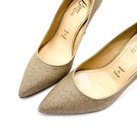 グリッターメッシュメタルヒールパンプス 9cm/Glitter mesh metal heel pumps L0235 (P.GOLD)