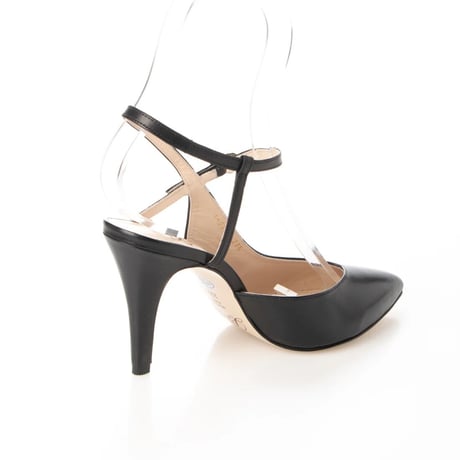ポインテッドネックベルトパンプス/Pointed neck belt pumps L0253 (BLACK）