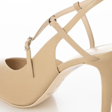 ポインテッドネックベルトパンプス/Pointed neck belt pumps L0253 (BEIGE）