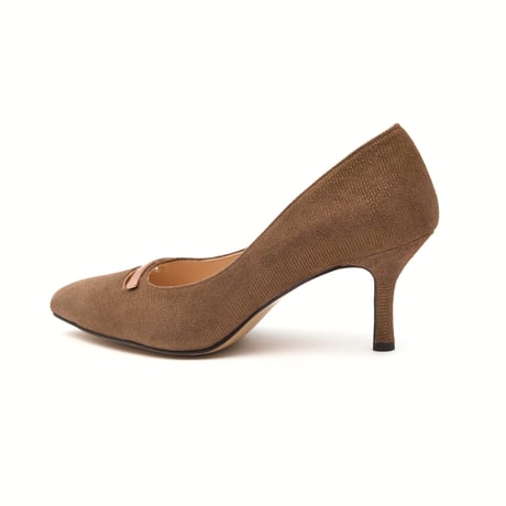 メタルプレート付ポインテッドパンプス/Metal plate pointed pumps L0282 (BRONZE)