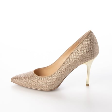 グリッターメッシュメタルヒールパンプス 9cm/Glitter mesh metal heel pumps L0235 （GOLD）