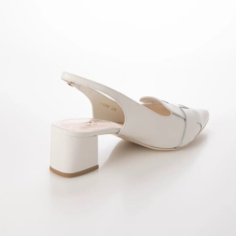 ポインテッドメッシュバックバンドパンプス/Pointed mesh back band pump L0242 (WHITE）