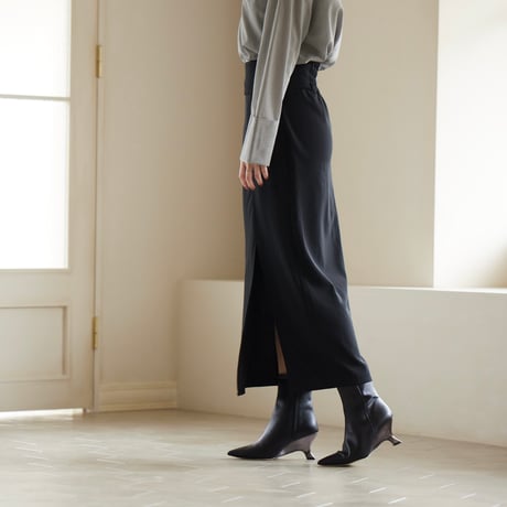 メタリックウェッジヒールショートブーツ/Metallic wedge heel short boots L0271 (BLACK)