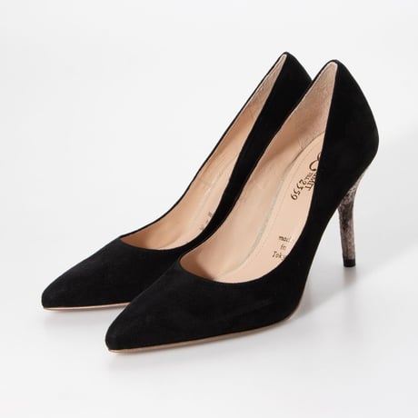 パイソンピンヒールパンプス  / Python pin heel pumps L0209 (BLACK/S）