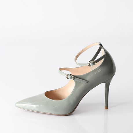 ポインテッドトゥストラップヒールパンプス / Pointed toe strap heel pumps L0211 (L.GREEN）