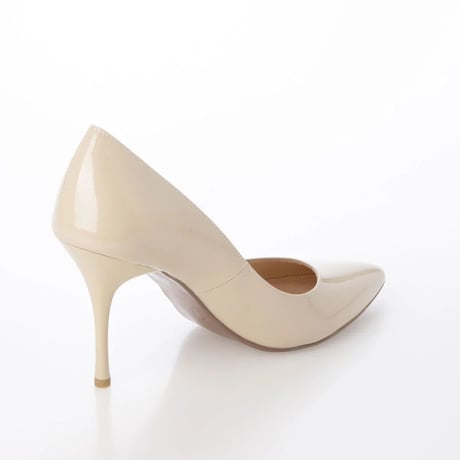 ポインテッドトゥエナメルヒールパンプス/Pointed toe enamel heel pumps L0209E (BEIGE/E）