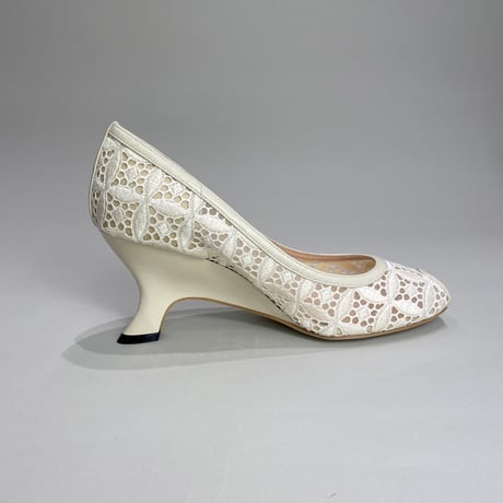 チュールオープントゥウェッジパンプス / Tule open toe wedge pumps L0267 (IVORY)