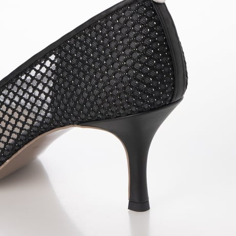 メッシュチュールポインテッドパンプス/Mesh tulle pointed pumps L0239（BLACK）