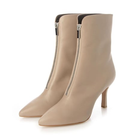 ポインテッドフロントジップショートブーツ/ Pointed front zip short boots L0246（BEIGE）