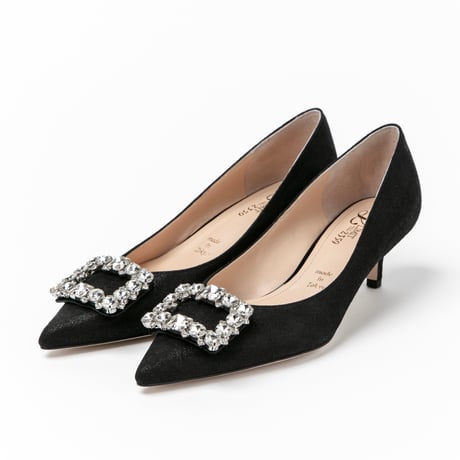 ビジューバックルポインテッドパンプス / Bijou buckle pointed pumps L0268 (BLACK)