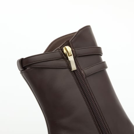 ダブルベルトスリムスクエアショートブーツ/Double Belt Slim Square Short Boots L0284（D.BROWN）