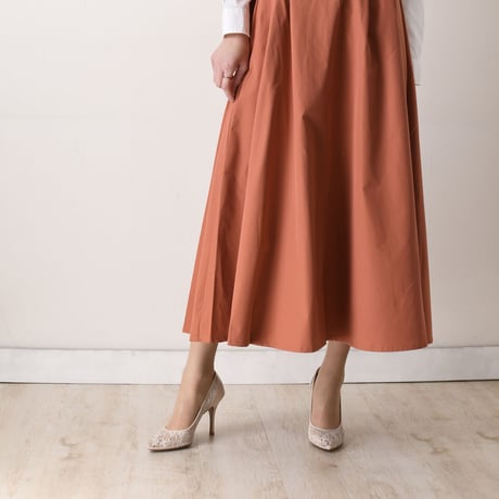 ラインストーンチュールヒールパンプス / Rhinestone tulle heel pumps L0210 (L.BEIGE）