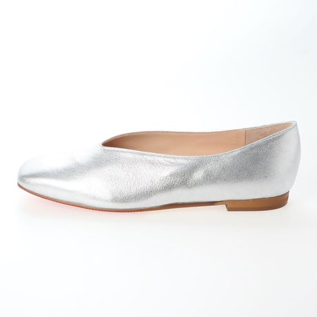 スクエアVカットフラットシューズ / Square v-cut flat shoes L0205（SILVER）