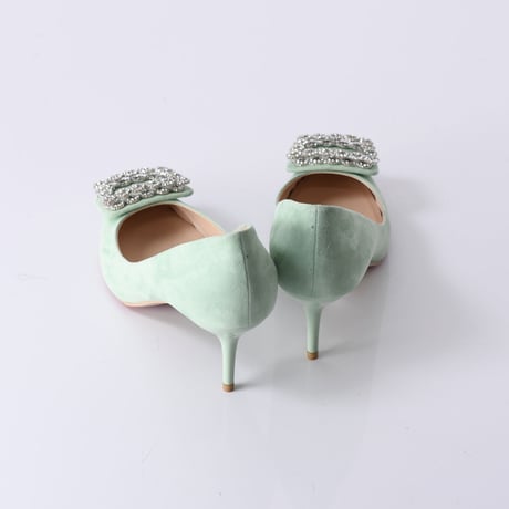 ビジューバックルヒールパンプス / Bijou buckle heel pumps L0221（L.GREEN/S）