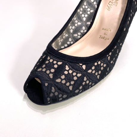 チュールオープントゥウェッジパンプス / Tule open toe wedge pumps L0267 (BLACK)