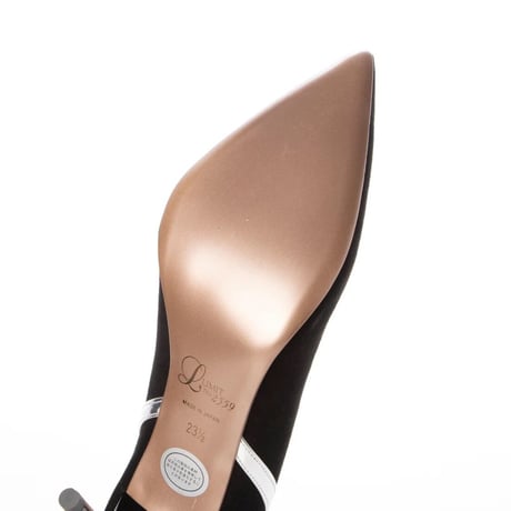 チュールコンビネーションポインテッドヒールパンプス/Tulle combination pointed heel pumps L0240 （BLACK）