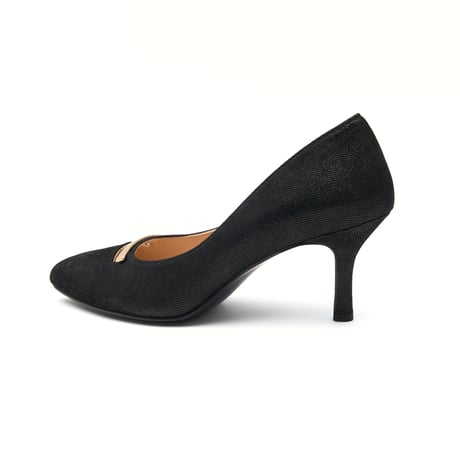 メタルプレート付ポインテッドパンプス/Metal plate pointed pumps L0282 (BLACK)
