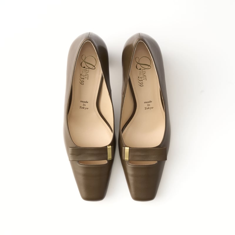 ベルトデザインストレートヒールスクエアパンプス/Belt Design