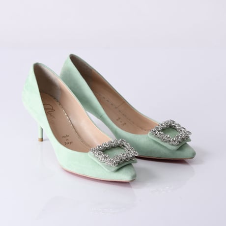 ビジューバックルヒールパンプス / Bijou buckle heel pumps L0221（L.GREEN/S）