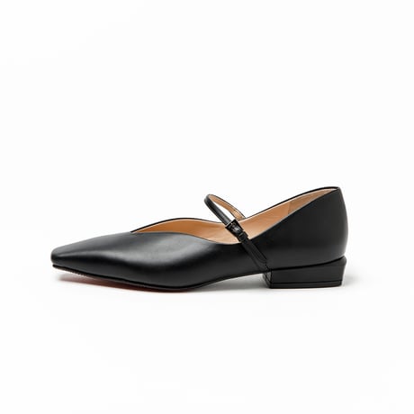 Vカットメリージェーンフラットパンプス/ V-cut Mary Jane Flat Pumps L0294 (BLACK)