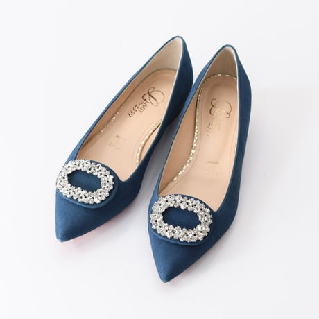 ビジューバックルフラットシューズ / Bijou buckle flat shoes L0223（BLUE/S）