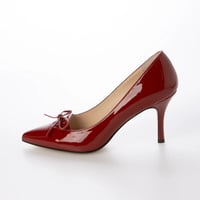 ポインテットトゥリボンエナメルパンプス/Pointed toe ribbon enamel pumps L0260 (RED)