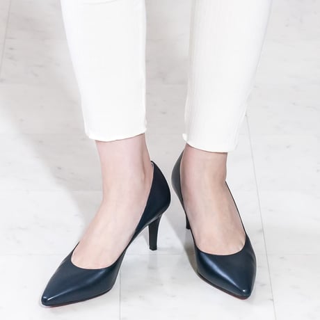 ロングノーズヒールパンプス/ Long nose heel pumps L0200 (NAVY）