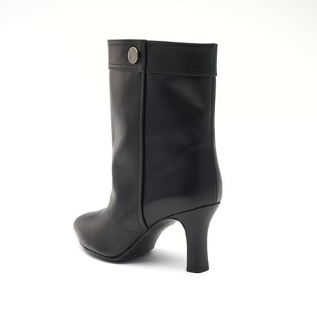 メタルボタンモチーフ付ルーズショートブーツ/metal botton motif Loose Short Boots L0287（BLACK）