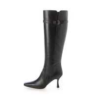 スクエアトゥバックルベルト付きロングブーツ/Square toe buckle belt long boots L0247（BLACK）