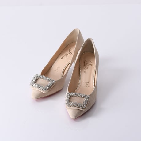 ビジューバックルヒールパンプス / Bijou buckle heel pumps L0221（P.BEIGE/S）