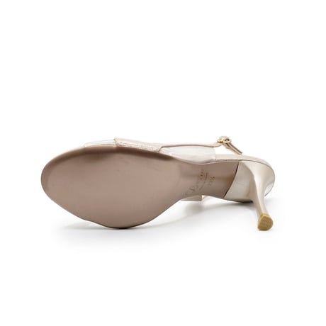 クリアバイアスデザインヒールサンダル/Clear bias design heel sandals L0220 (BEIGE）