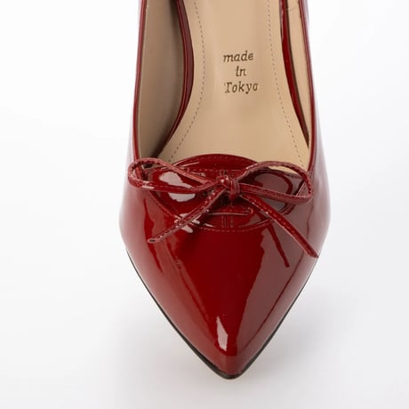 ポインテットトゥリボンエナメルパンプス/Pointed toe ribbon enamel pumps L0260 (RED)
