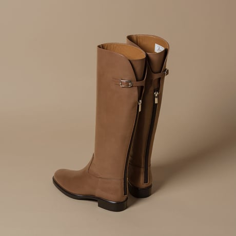 ワンストラップバックジップジョッキーブーツ/One strap back zip jockey boots L0233（BROWN）