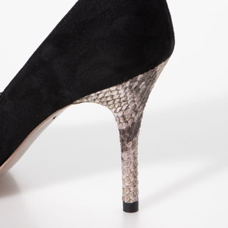 パイソンピンヒールパンプス  / Python pin heel pumps L0209 (BLACK/S）