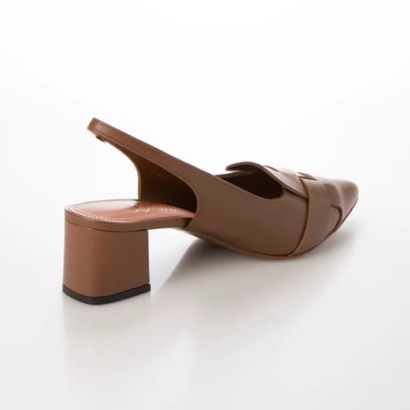 ポインテッドメッシュバックバンドパンプス/Pointed mesh back band pump L0242 (L.BROWN）
