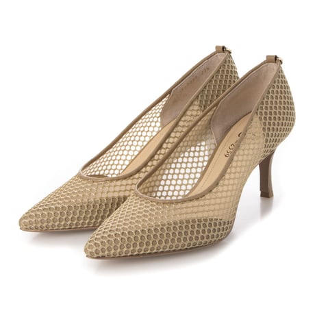 メッシュチュールポインテッドパンプス/Mesh tulle pointed pumps L0239（BEIGE）