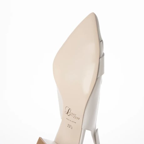 ポインテッドメッシュバックバンドパンプス/Pointed mesh back band pump L0242 (WHITE）